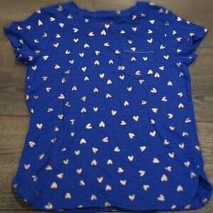 4th of July Blue Shirt with Gold Hearts Short Sleeve